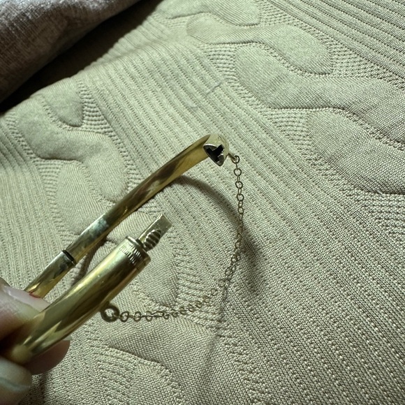 Vintage Gold tone Bangle Bracelet Silver 925 - Picture 8 of 12